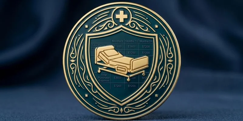 Cost comparison chart showing rental versus purchase total expenses over six twelve and twenty-four months